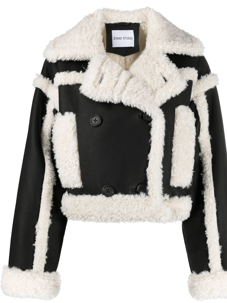 Women shearling STAND STUDIO crop trim jacket 0319